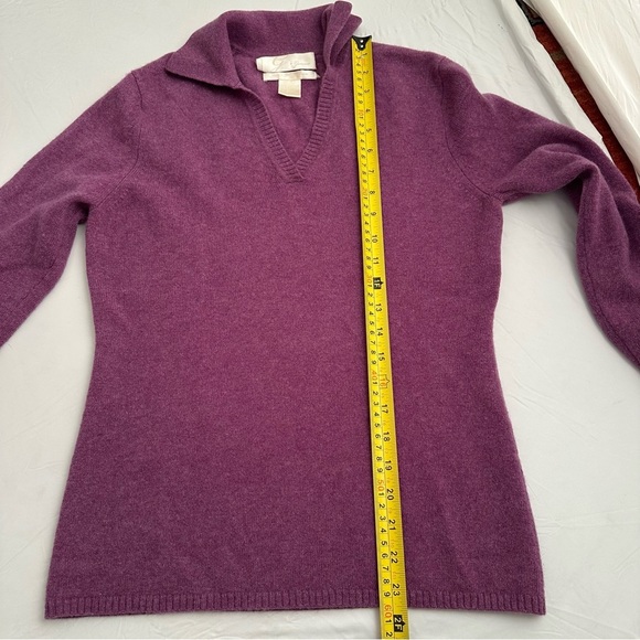 Geneva purple cashmere v-neck collar sweater M - Picture 8 of 9